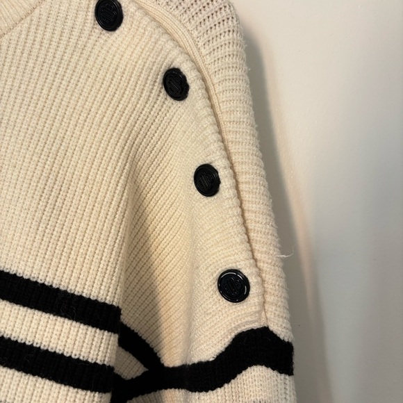 Maje Marino Breton striped sweater in an off-white/cream base with black stripes - Picture 4 of 6